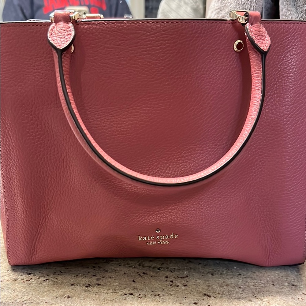 Kate Spade Pink Tote Bag with Structured Shape and Gold Accents